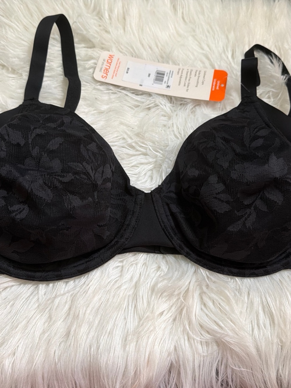 Warner's Black Floral Lace Underwire Bra